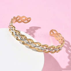 Bracelets manchettes bicolores en acier inoxydable 304 pour femmes&nbsp;BJEW-A160-04GP