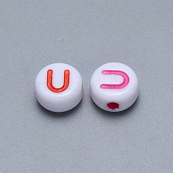 Perles de lettre de trou horizontal acryliques artisanales&nbsp;SACR-S201-11U