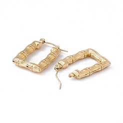 Pendientes rectangulares de acero inoxidable 304 con baño de iones (IP) y aro de bambú para mujer&nbsp;EJEW-G314-09G