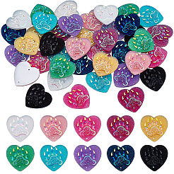 40 Stück 10 Farben Herz mit Pfotenabdruck Harz aufnähbarer Strass&nbsp;DIY-FG0008-77