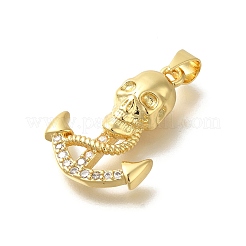 Porte micro ouvrent pendentifs zircone cubique en laiton de placage&nbsp;KK-Z086-68G-02