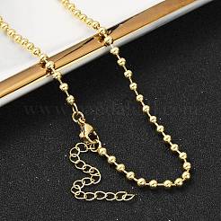 Collares de cadena de bolas de latón chapado en estante para mujer&nbsp;X-NJEW-G102-01A-G