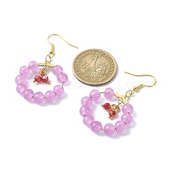 Pendientes colgantes con anillo de cuentas de vidrio de imitación de jade&nbsp;EJEW-JE05568-05