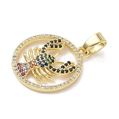 Pendenti in zirconi cubici colorati in micro pavè di ottone&nbsp;KK-K368-40G