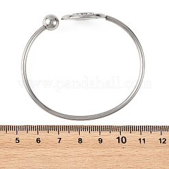 Bracelet jonc ouvert en acier inoxydable 304 et nacre naturelle d'ormeau&nbsp;BJEW-JB14371