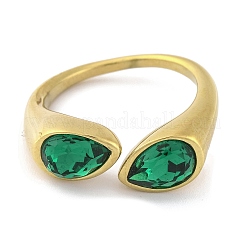 Ionenplattierung (IP) 304 Edelstahl Strass Tropfen Manschette offen für Frauen&nbsp;RJEW-N046-04A-G