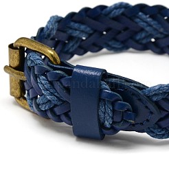 Trendige Unisex-lässigen Stil geflochtenen Hanf und Leder Armband Armbänder&nbsp;BJEW-L268-M