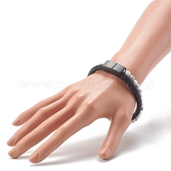 Braccialetti multifilo con perline rotonde in howlite naturale&nbsp;BJEW-JB06571-04