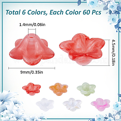 360 Stück 6 Farben zweifarbige undurchsichtige Acrylperlenkappen&nbsp;OACR-SP0001-14