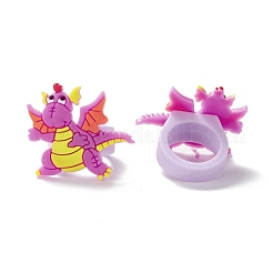 PVC-Kunststoff 3D-Dinosaurier-Fingerring&nbsp;RJEW-I081-01