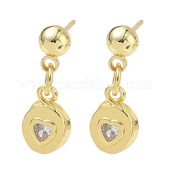 Ohrstecker aus Messing mit Mikropavé und Zirkonia für Damen&nbsp;EJEW-A167-10G