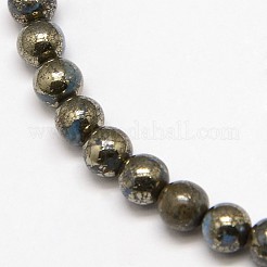 Galvanisieren Edelstein natürliche Pyrit runde Perlen Stränge&nbsp;G-L129-6mm-01