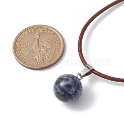 Collane con ciondolo rotondo con pietre preziose naturali e sintetiche&nbsp;NJEW-JN04478