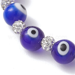 Pulseras elásticas de cuentas redondas de lampwork con ojo malvado hechas a mano para mujer&nbsp;BJEW-JB13381