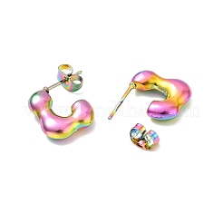 Boucles d'oreilles à tige rectangulaires en acier inoxydable 304 avec placage ionique (IP)&nbsp;EJEW-P202-06MC