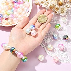 50 pièces placage uv opaque arc-en-ciel perles acryliques irisées&nbsp;SACR-CJ0001-42