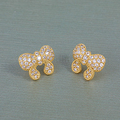 Elegantes pendientes con lazo de circonita cúbica transparente pavé de latón&nbsp;DH4416