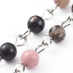 Catene fatte a mano con perle di rodonite naturale&nbsp;AJEW-JB00512-03