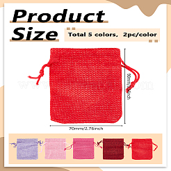 10 Stück 5 Farben Polyester-Sackleinen-Verpackungsbeutel mit Kordelzug&nbsp;ABAG-LP0001-67B
