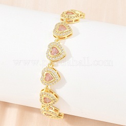 Braccialetti tennis da donna in ottone con cuore e pavé di zirconi cubici&nbsp;KK-CBA68DA-09G-02