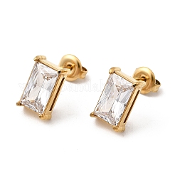 Pendientes rectangulares de acero inoxidable 304 con rhinestone&nbsp;EJEW-K268-51G