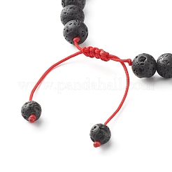 Ensemble de bracelets en perles tressées en larvikite naturelle et pierre de lave pour filles et femmes&nbsp;BJEW-JB06972-01