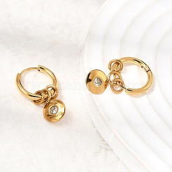 Pendientes de aro de acero inoxidable 304 con circonita cúbica transparente para mujer&nbsp;EJEW-K328-02G