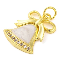 Pendentifs en laiton micro pavé de zircones cubiques de la série Noël&nbsp;KK-S401-03G-A