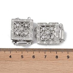 Placage en rack laiton micro pave fermoirs de boîte de zircone cubique clair&nbsp;KK-G494-05P