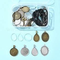 DIY Blanko-Kuppel-Set aus Glaslegierung und gewachster Kordel für die Halskettenherstellung&nbsp;DIY-FS0007-65