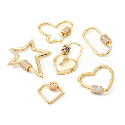 Messing Micro Pave klare Zirkonia Schraube Karabiner Schloss Charms&nbsp;ZIRC-TA0001-13G
