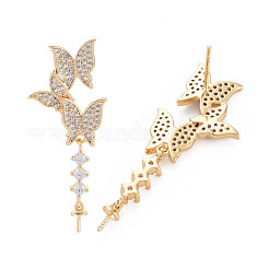 Micropave de latón claro fornituras de aretes de circonio cúbico cúbica&nbsp;KK-S364-048