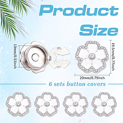 6 bouton de manchette en alliage de strass&nbsp;BUTT-ME0001-34B