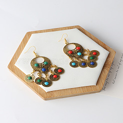 Set di collane pendenti e orecchini pendenti in lega di strass con nappa rotonda e piatta della Boemia&nbsp;FS-WG58F87-01
