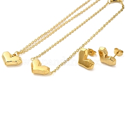 Herz 304 Edelstahl Anhänger Halsketten & Armbänder & Ohrstecker Sets für Frauen&nbsp;SJEW-C004-01G