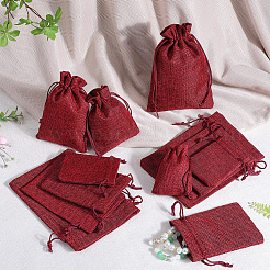 16 Stück 4 Stile Polyester-Imitat Sackleinen Verpackungsbeutel Kordelzugbeutel&nbsp;ABAG-BBC0001-01D