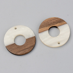 Pendentifs en résine opaque et bois de noyer&nbsp;RESI-S389-013A-C04
