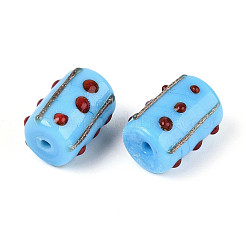 Perles bosselées en verre faites à la main en feuille d'or&nbsp;LAMP-ZX003-12-04