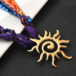 304 Edelstahl Sonnenanhänger verstellbare Polyesterband-Halsketten für Damen&nbsp;NJEW-F349-02G