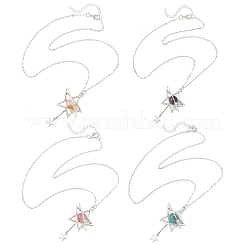 4 collier pendentif étoile en alliage de 4 styles différents&nbsp;NJEW-TA00273
