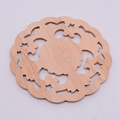 Artisanat d'applique onlay sculpté en bois massif naturel&nbsp;WOOD-WH0108-54
