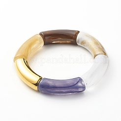 Braccialetto elasticizzato con perline a tubo curvo grosso&nbsp;BJEW-JB06685-02