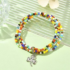 Kettenarmbänder aus Glassamenperlen mit mehreren Schlaufen&nbsp;BJEW-TA00339-03