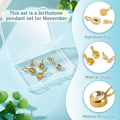 4 breloque en zircon cubique de 2 styles différents avec 2 breloques en acier inoxydable ornées de strass.&nbsp;ZIRC-TA0001-35