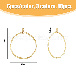 18 Stück 3 Farben Ring Messing große Anhänger&nbsp;KK-FH0005-15