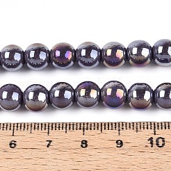 Chapelets de perles en verre opaque électrolytique&nbsp;GLAA-T032-P8mm-AB15