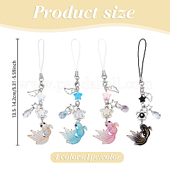 4 pieza de 4 estilos de correas móviles de resina y aleación con diseño de pez dorado y estrella&nbsp;HJEW-HY0001-20