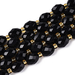 Natürliche schwarze Obsidian Perlen Stränge&nbsp;G-N342-53-8x6-01