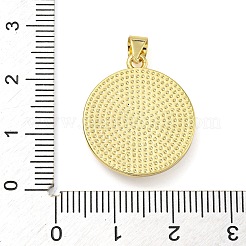Pendenti rotondi piatti con pavé in ottone placcato a cremagliera&nbsp;KK-Z063-11G-02