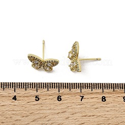 Schmetterlings-Ohrstecker aus Messing mit klarem Zirkonia&nbsp;EJEW-L261-029B-G